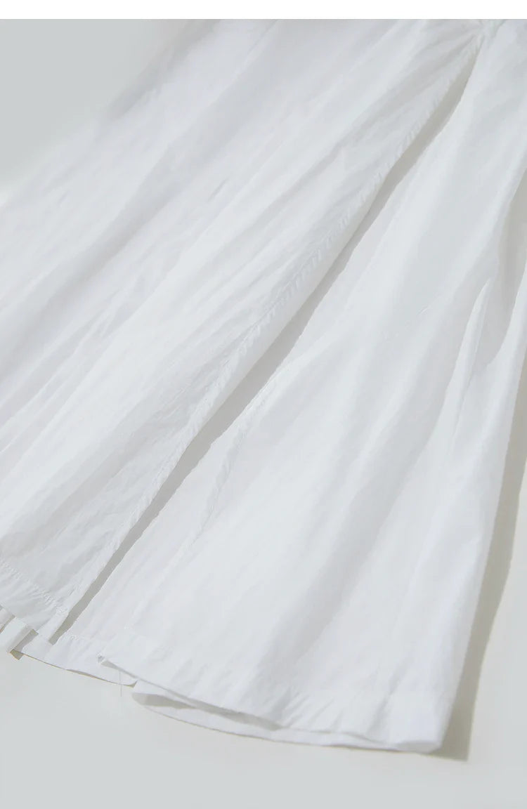 Vacation Long Skirt 2025 Summer Women Loose Sun Protection Office Lady Solid Pockets Elastic Waist Cord Slit Skirt 12542106