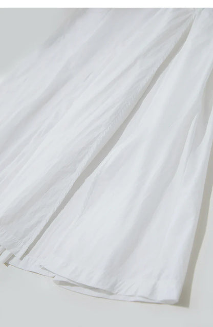 Vacation Long Skirt 2025 Summer Women Loose Sun Protection Office Lady Solid Pockets Elastic Waist Cord Slit Skirt 12542106