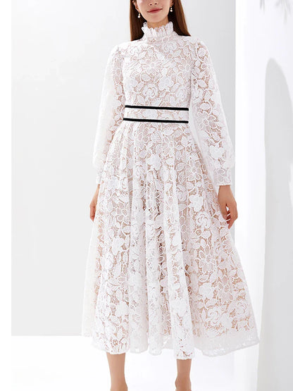 Quality Women Luxury Embroidered Long Maxi Evening Dress Elegant White New Long Sleeve Evening Party Dress Vestidos