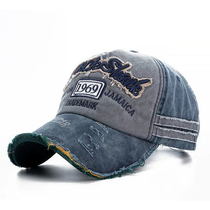 2025 High Quality Washed cowboy letters Cotton Cap For Men Women Adjustable Autdoor Sun protection hat Rock Shark Baseball Caps