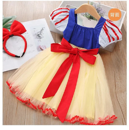Girls' Snow White Dress Summer Style Little Girl's Frozen Fluffy Mesh Birthday Dress Skirt
