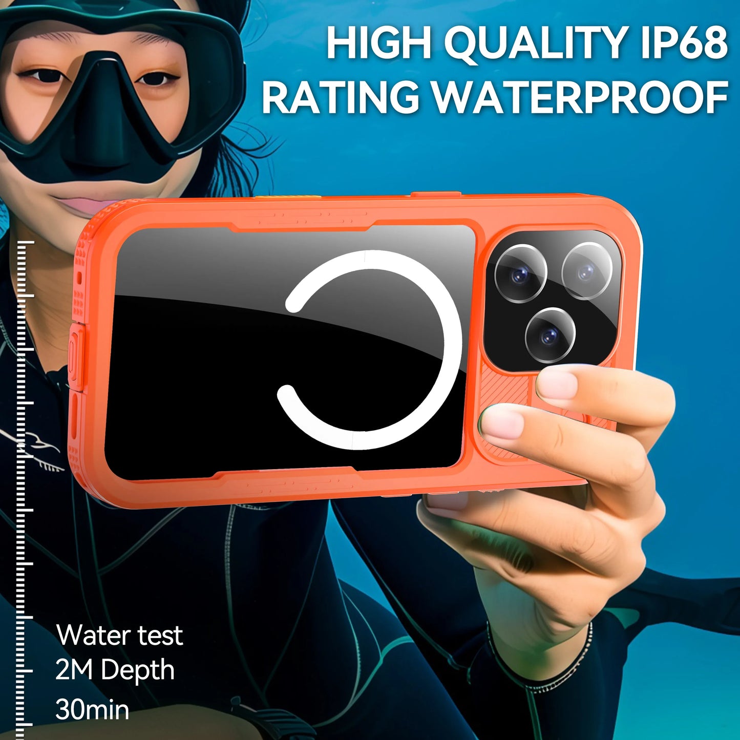 Magnetic Waterproof Phone Case for Swimming & Diving - Compatible with iPhone 17/17AIR/17Pro/17Promax
