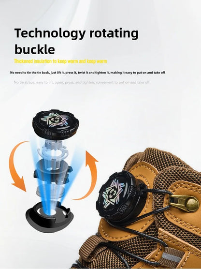Brown Waterproof Safety Boots Men Indestructible Steel Toe Work Boots Anti-smash Stab-resistant High-top Knob Adjustable