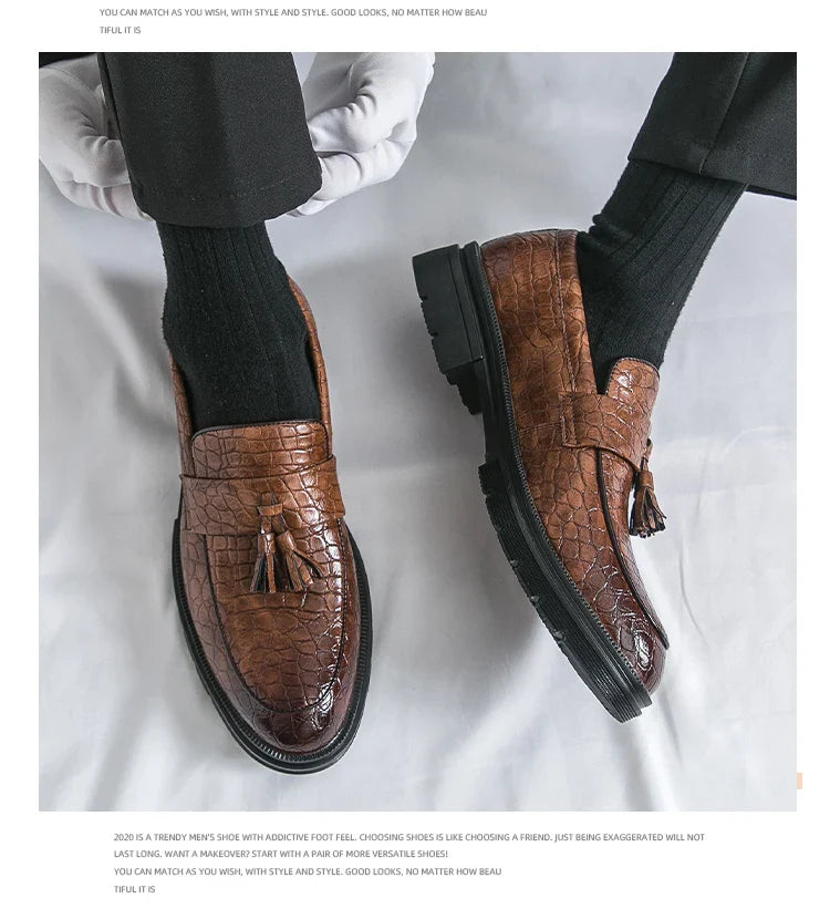 Formal Shoes For Men Fashion Casual Leather Loafers Male Slip On Business Leather Shoes Men's Dress Shoes Party Office Loafers