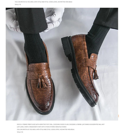 Formal Shoes For Men Fashion Casual Leather Loafers Male Slip On Business Leather Shoes Men's Dress Shoes Party Office Loafers