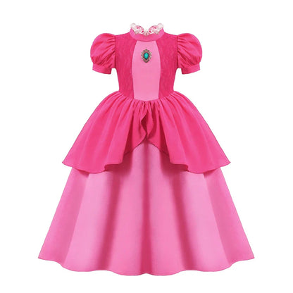 2-10Y Kids Prium Cosplay Elsa Anna Costume Dress 2025 Winter Long Mesh Princess DressGirl Christma Carnival Clothes Ball Gown