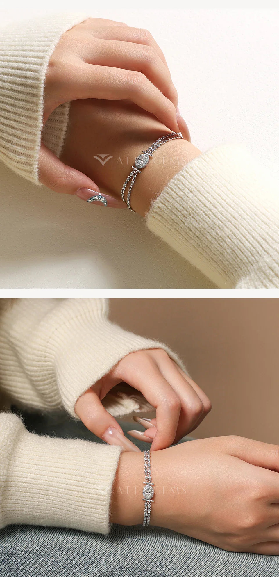 Oval Cut 1ct Moissanite Women’s Bracelets 925 Sterling Silver Adjustable Bracelet Top Quality Engagement Party Jewelry