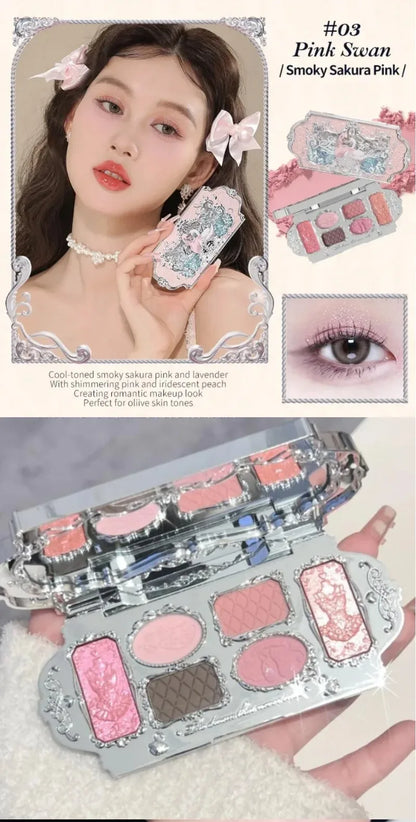 Makeup Set Swan Ballet Concealer Palette Embossed Blusher Shine Lipstick Kit With Bag THE SWEETIE BEAR Bunny Garden