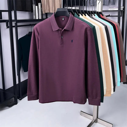 100% Pure Cotton Long Sleeved Men's Polo Shirt Hot Selling Brand Autumn Season Exquisite Pony Embroidery Breathable Top T-shirt