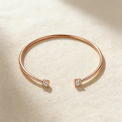 2-Stone 5mm Moissanite Bangles 100%S925 Silver Plated 18K Gold Diamond Bracelet for Women Party Gift Jewelry GRA Certified