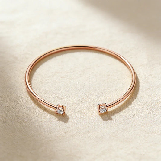2-Stone 5mm Moissanite Bangles 100%S925 Silver Plated 18K Gold Diamond Bracelet for Women Party Gift Jewelry GRA Certified