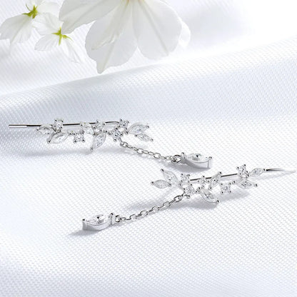 Tassel Flowers All Moissanite Drop Earrings for Women Pass Diamond Test Dainty Bridal Jewelry 100% Real Sterling Silver
