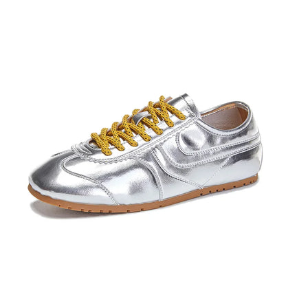 German Training Shoes Women 2026 New Genuine Leather Women Sneakers Flat Lace-up Retro Large Size Forrest Gump Shoes Women