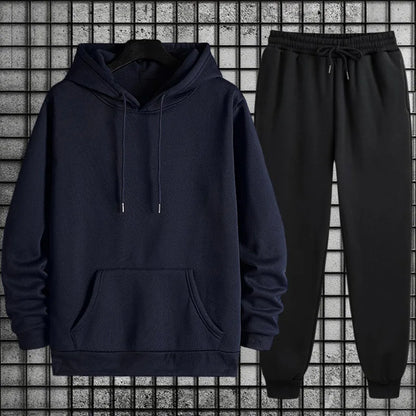 2025 New in Men's Sportswear Solid Color Hoodie + Sweatpants Urban Casual Fashion Tracksuit Fall/winter Comfort Warm Soft Outfit