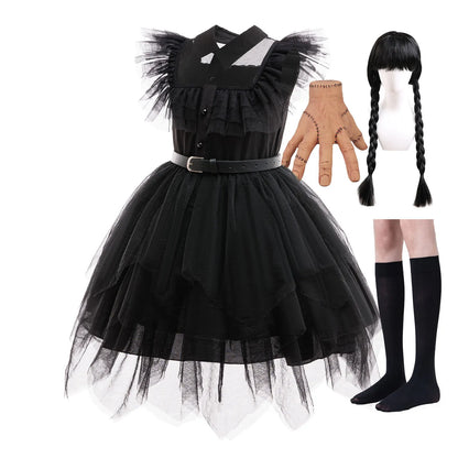 Weirdo Family Costume with Belt Halloween Role Play Gothic Cosplay Apparel The Day Begin with W Birthday Party Ball Gown Dresses