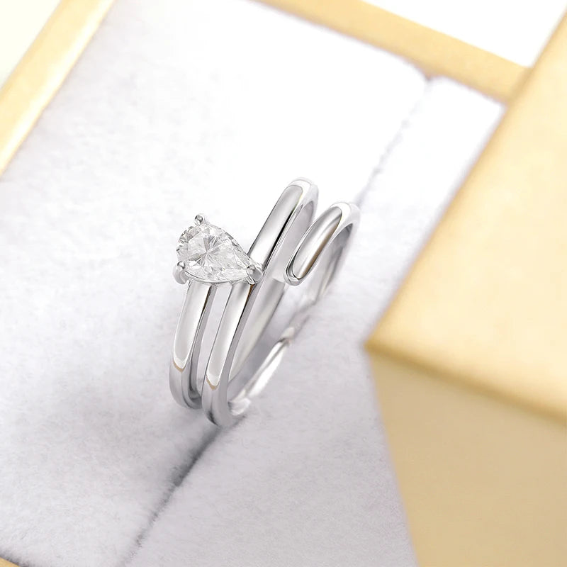 Certified 0.5CT Real Moissanite Solitaire Rings for Women Sterling Silver 925 Plated 18K Lab Daimond Female Tail Ring