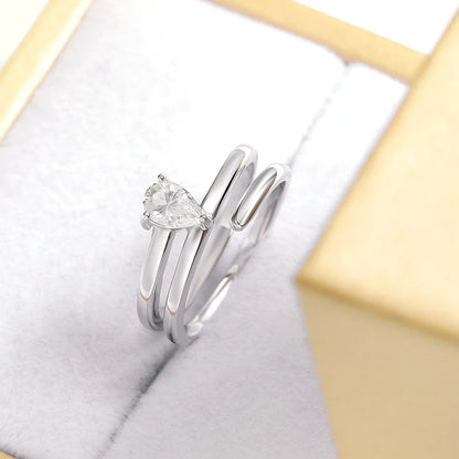 Certified 0.5CT Real Moissanite Solitaire Rings for Women Sterling Silver 925 Plated 18K Lab Daimond Female Tail Ring