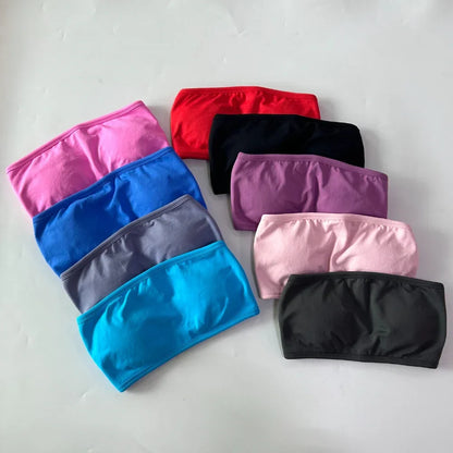 No Logo Women 2 Pieces Yoga Set Backless Bandeau Sports Bra Scrunch Shorts Yoga Clothing Gym Set Workout Clothes Outfits Sets