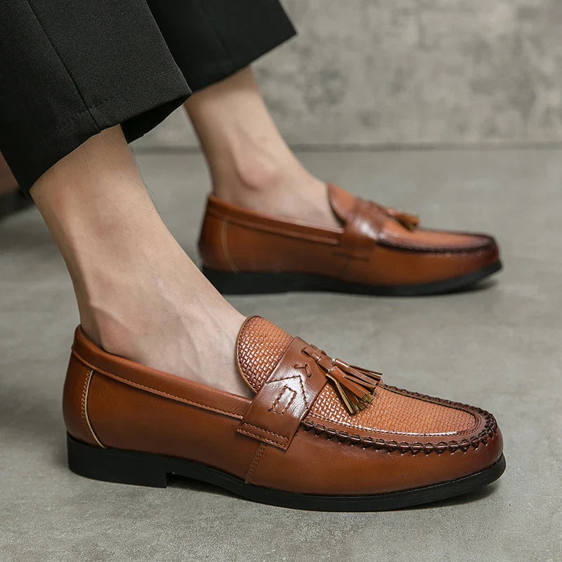 Brown Tassel Leather Shoes for Man Plus Size 38-48 Comfortable Retro Men's Loafers Elegant Casual Business Shoes Man Dress Shoes