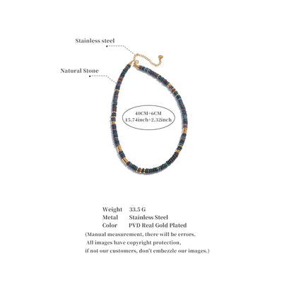 Colorful Natural Stone Beads Handmade Chain Y2K Fashion Necklace for Women Stainless Steel Waterproof Collar Jewelry Gift