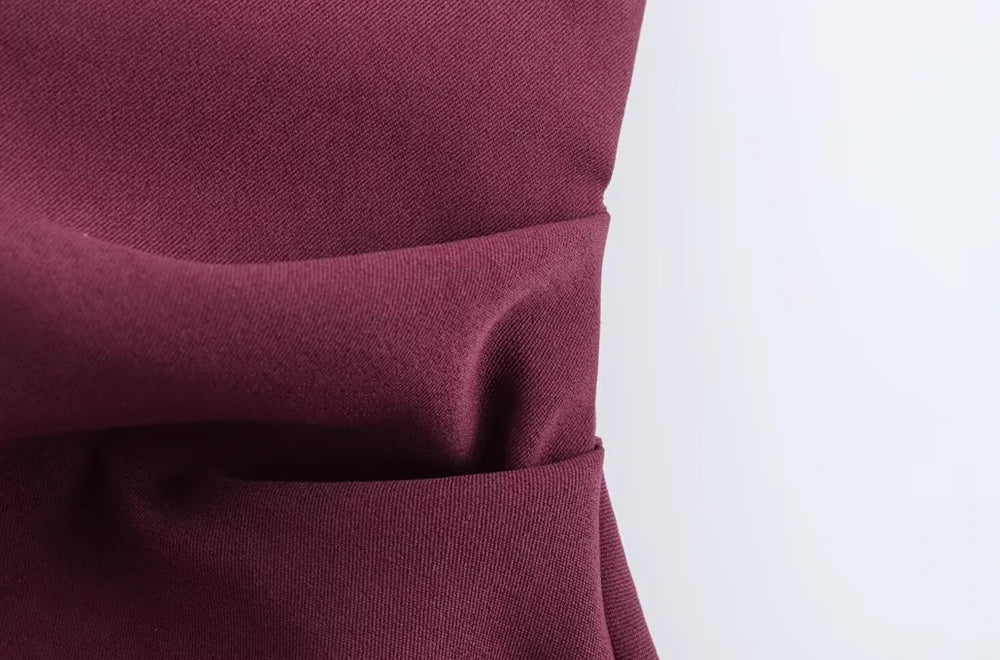 Women's Strapless Asymmetric Pleated Bustier Tops, Straight Neck, Side Zipper, Female Camis, Sexy Fashion