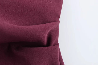 Women's Strapless Asymmetric Pleated Bustier Tops, Straight Neck, Side Zipper, Female Camis, Sexy Fashion