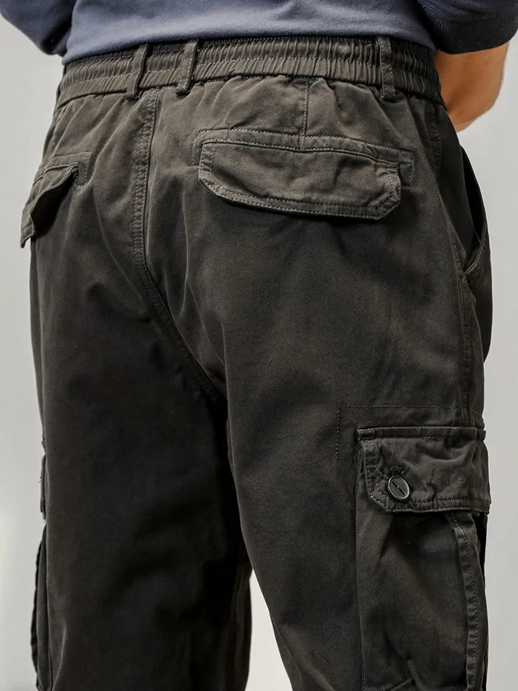 2025 New Multi-Pockets Spring Summer Cargo Pants Men Streetwear Zipper Leg Skinny Work Joggers Cotton Casual Tactical Trousers