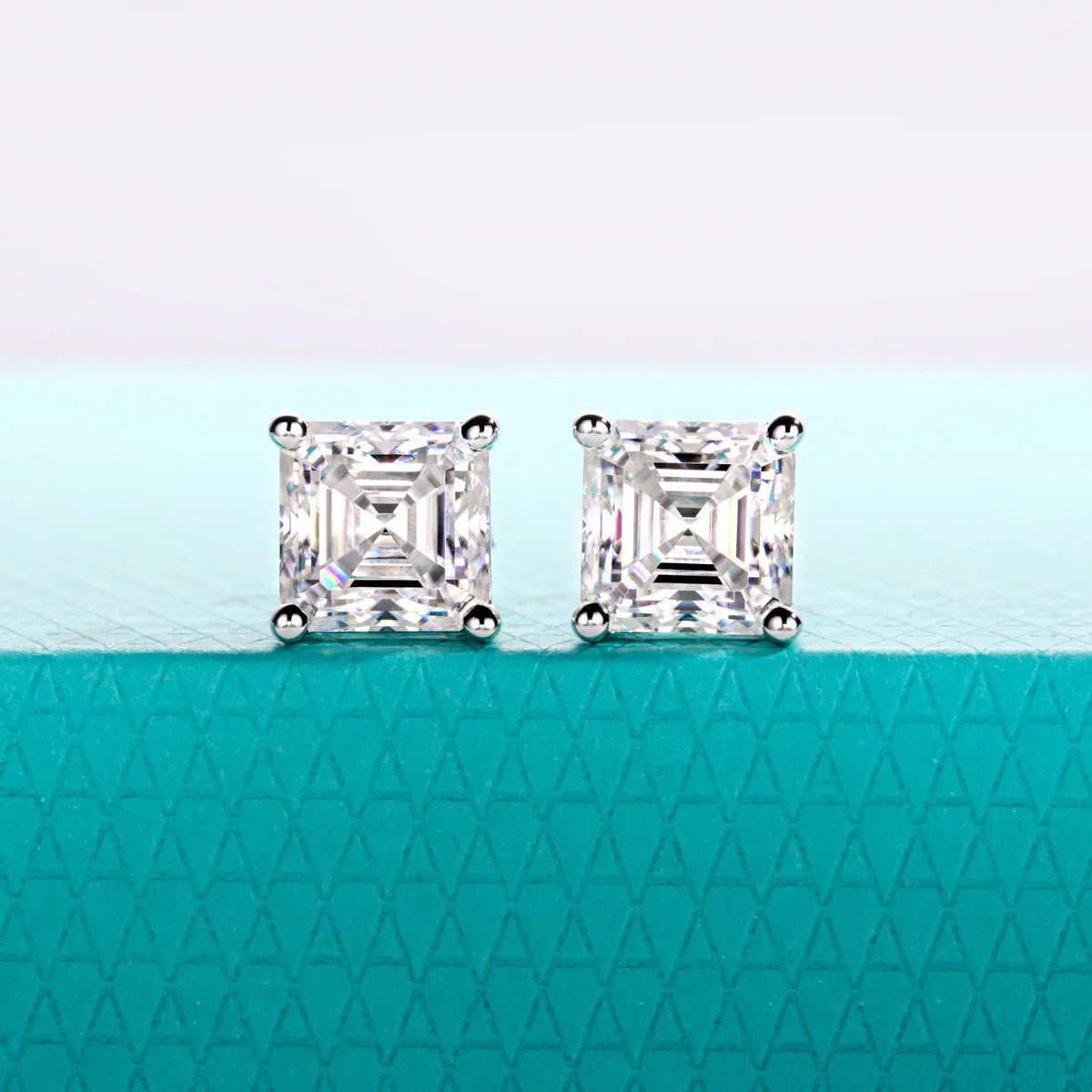 Classic Asscher Moissanite Stud Earrings 1cttw-6cttw D Color VVS1 925 Sterling Silver Women's Jewelry