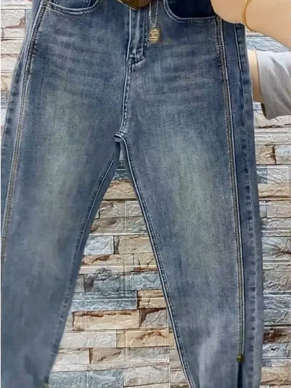 High Waist Straight Jeans Loose Fit Stretch Haren Denim Pants