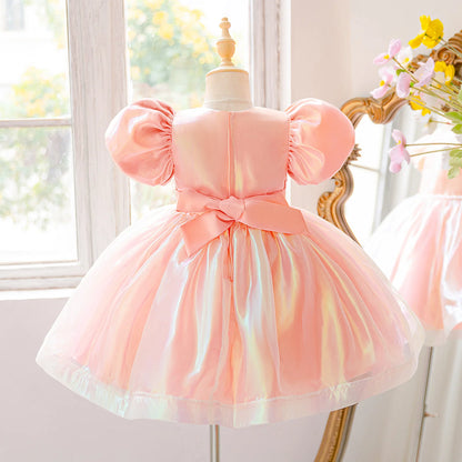 Vestido de Verão para Meninas Madrinhas Roupa Elegante Batizado Casamento Princesa Festa para Menina Gala Laço Aniversário Roupa Infantil