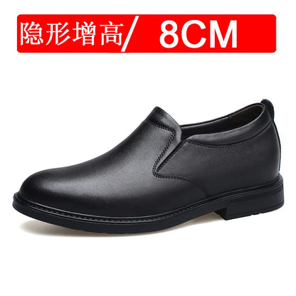 Height Increasing Shoes for Men 6cm 8cm Invisible Elevator Leather Casual Shoes Leathe Zapatillas De Hombre Large-sized Shoes