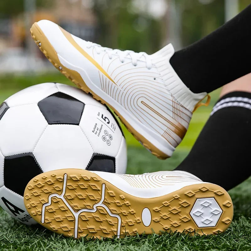 Professional Men Ankle Football Boots Outdoor Grass Cleats Unisex Soccer Shoes Long Spikes Tf Football Shoes Chuteira Society