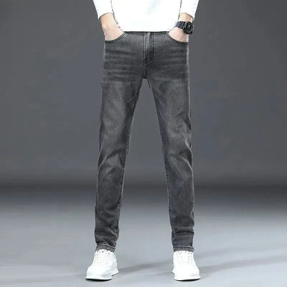 Men's Jeans Affordable Fashionable Elastic Slim Fit Light Straight-leg High-end Denim Long Pants Men's Trousers Denim Long Pants