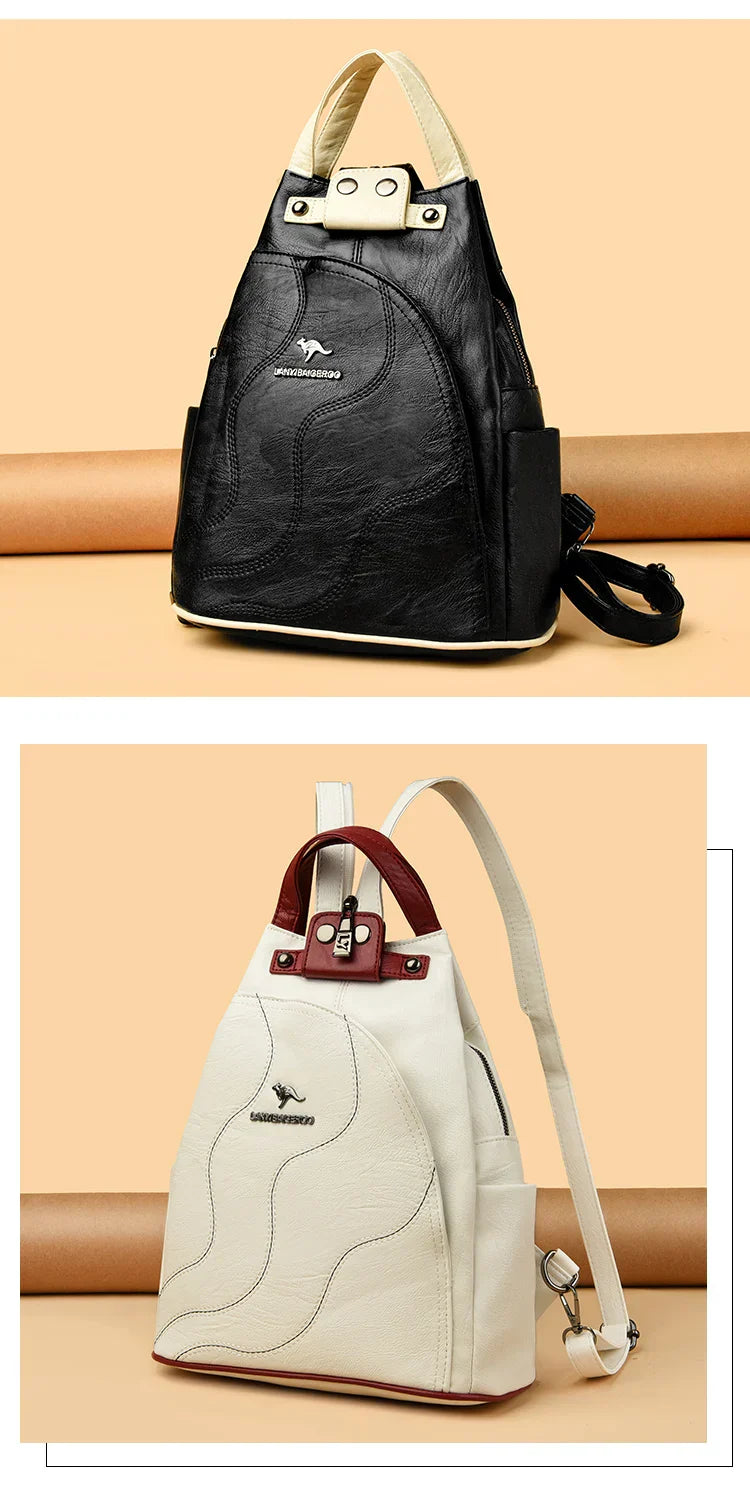 Women Leather Backpacks Zipper Female Chest Bag Travel Back Pack Ladies Bagpack Mochilas School Bags for Teenage Girls Sac A Dos