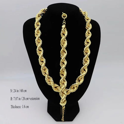 60cm 24in Punk Thick Chain Bicolor Gold-Plated Necklace For Men Women Hip Hop Luxury Copper Chain Dubai Jewelry Neck Party Gift