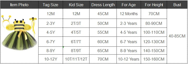 Baby Girls Flower Honeybee Costumes for Kids Yellow Black Little Bee Tutu Dress with Wings Children Birthday Halloween Outfits