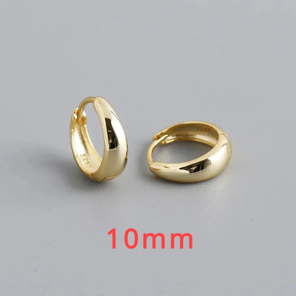 100% 925 Sterling Silver 18K 6/7/8/9/10mm Round Hoop Earrings for Women Classic Fine Jewelry Minimalist Accessories