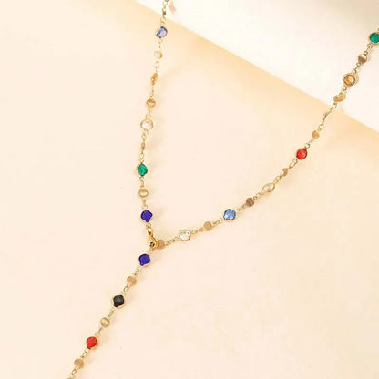 LATS New Luxury Colourful Long Tassel Necklace for Women Shiny Rhinestone Crystal Zircon Choker Bohemian Statement Jewelry Gifts