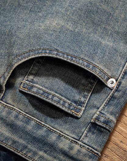 Men's Premium Lightweight Business Stretch Denim Pants - Versatile Slim Fit Straight Leg Long Trousers for All Seasons