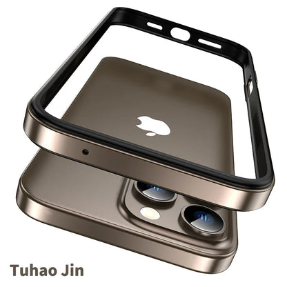 Titanium Metal Frame Bumper Shockproof Case for IPhone 17 Air 16 15 Pro Max Plus for Apple Solid Colour Protection Phone Cover