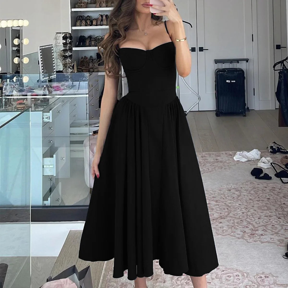 Summer Party Dresses 2025 New Arrivals Fit and Flare Elegant Midi Dress Red Night Date Dress