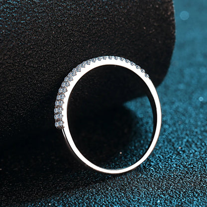 Full Moissanite Ring 925 Sterling Sliver with White Gold Plated  Eternity Band for Woman Party Sparkling Rings Jewely