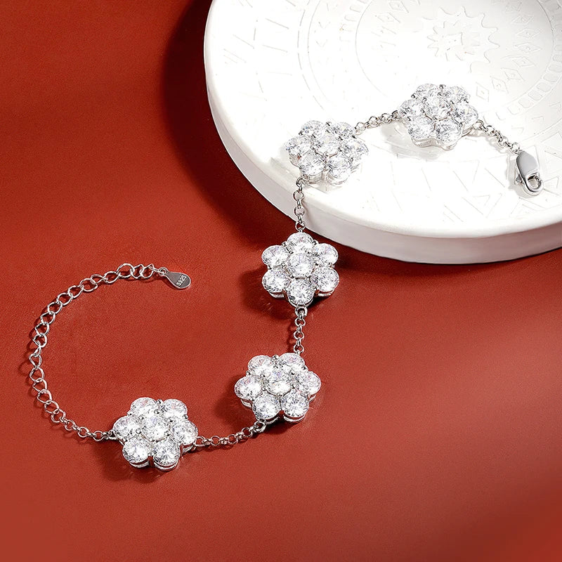 5MM Total 17.5 Carat D Color Full Moissanite Bracelets 100% 925 Sterling Silver Sparkling Wedding Hand Chain Fine Jewelry