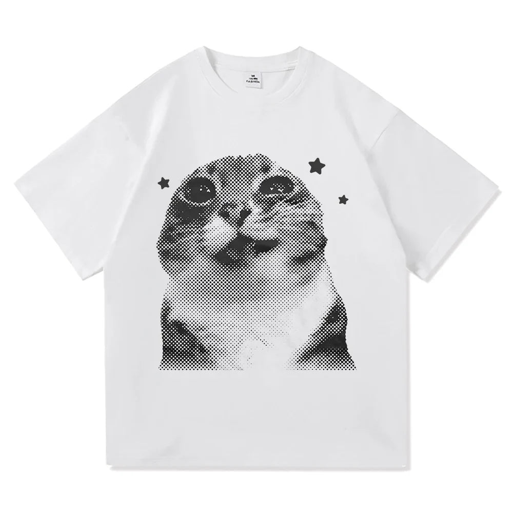 Y2k Funny Cat Meme T Shirt I Do Not Think Therefore I Do Not Am Men_women Clothing Harajuku High Quality Tops Cotton Tshirts