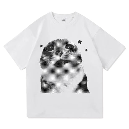 Y2k Funny Cat Meme T Shirt I Do Not Think Therefore I Do Not Am Men_women Clothing Harajuku High Quality Tops Cotton Tshirts