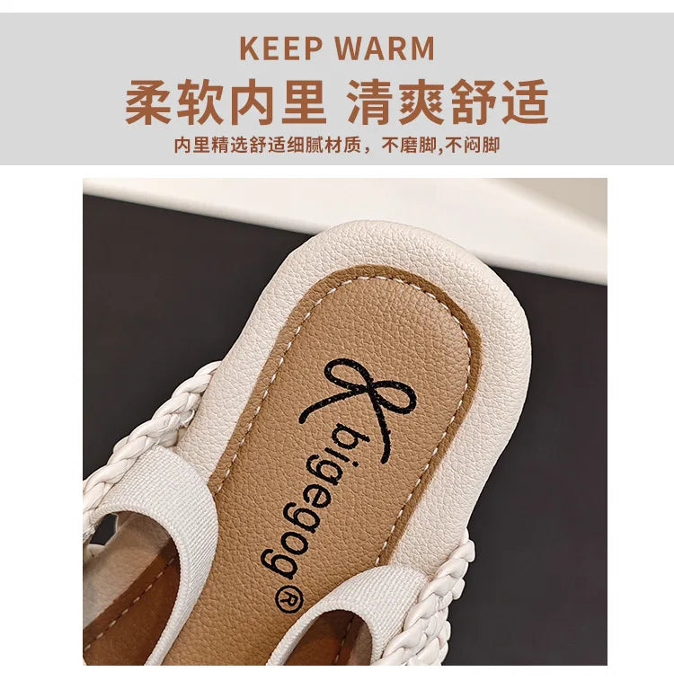 Traditional Woven Sandals Young Child in Summer 2026 New Child Flat Shoe Retro Baby Walking Shoe Girls Casual Sandals Baby Shoes