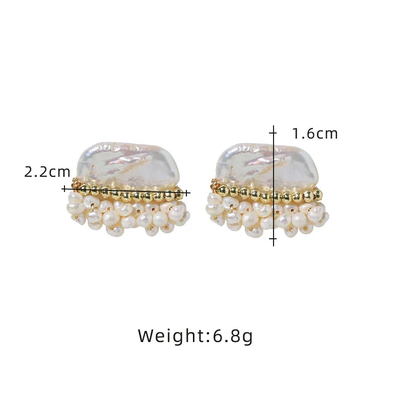 Natural Freshwater Baroque Pearl Earrings Korean Style Women Luxury Jewelry Fashion Ladies and Girls Gift GE1586