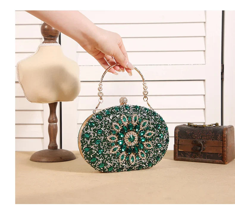 Cross-border explosive sunflower dinner bag Fashion banquet clutch bag Dress evening bag Diamond set bag European and American p