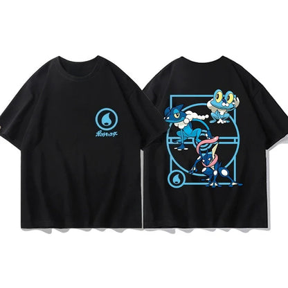 Short Sleeve T-Shirt Gengar Psyduck Mewtwo Printed Men's Boys and Girls Summer New Fashion Top