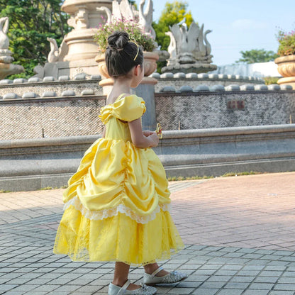 Girls Belle Cosplay Princess Dress Children Beauty Beast Clothes Birthday Carnival Christmas Party Costume Kids Ball Gown 2-11T